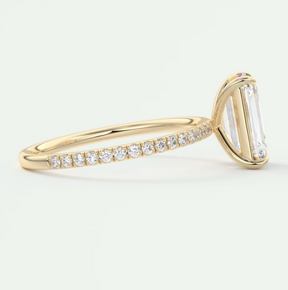 Custom made isolde emerald pavé solitaire ring | lab-grown diamond or moissanite