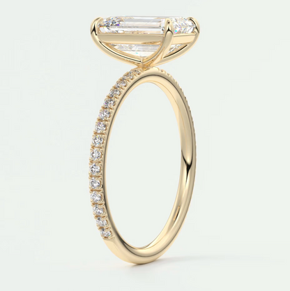 Custom made isolde emerald pavé solitaire ring | lab-grown diamond or moissanite