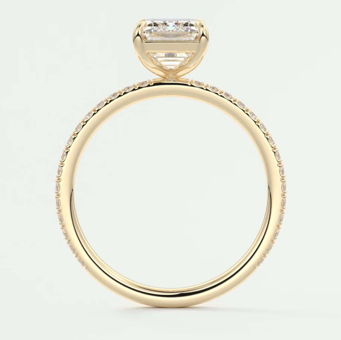 Custom made isolde emerald pavé solitaire ring | lab-grown diamond or moissanite
