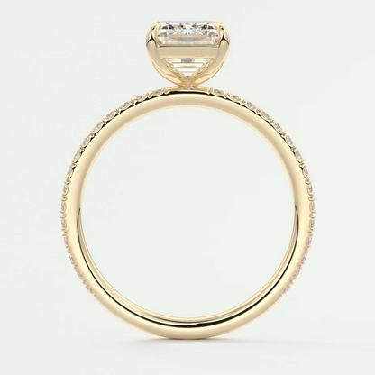 Custom made isolde emerald pavé solitaire ring | lab-grown diamond or moissanite