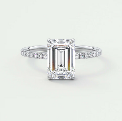 Custom made isolde emerald pavé solitaire ring | lab-grown diamond or moissanite