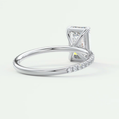 Custom made isolde emerald pavé solitaire ring | lab-grown diamond or moissanite