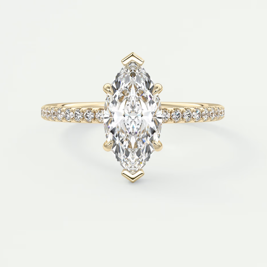 Custom made isolde marquise pavé solitaire engagement ring | diamond lab australia