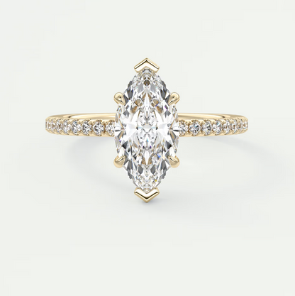 Custom made isolde marquise pavé solitaire engagement ring | diamond lab australia