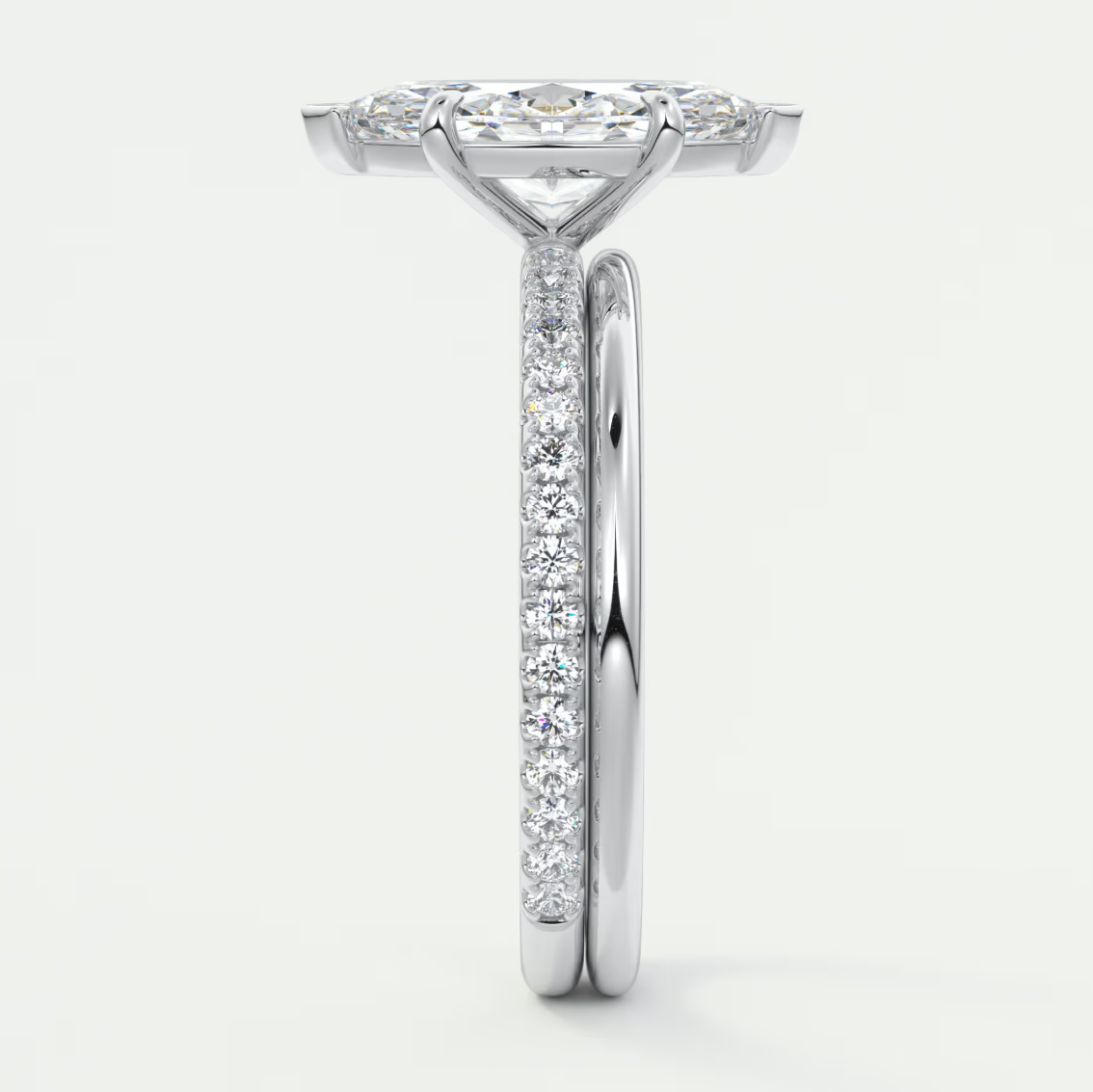 Custom made isolde marquise pavé solitaire engagement ring | diamond lab australia