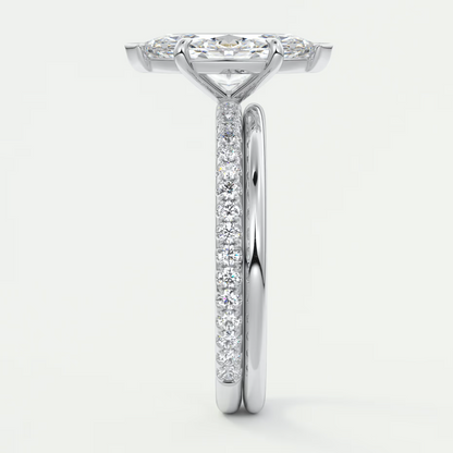 Custom made isolde marquise pavé solitaire engagement ring | diamond lab australia