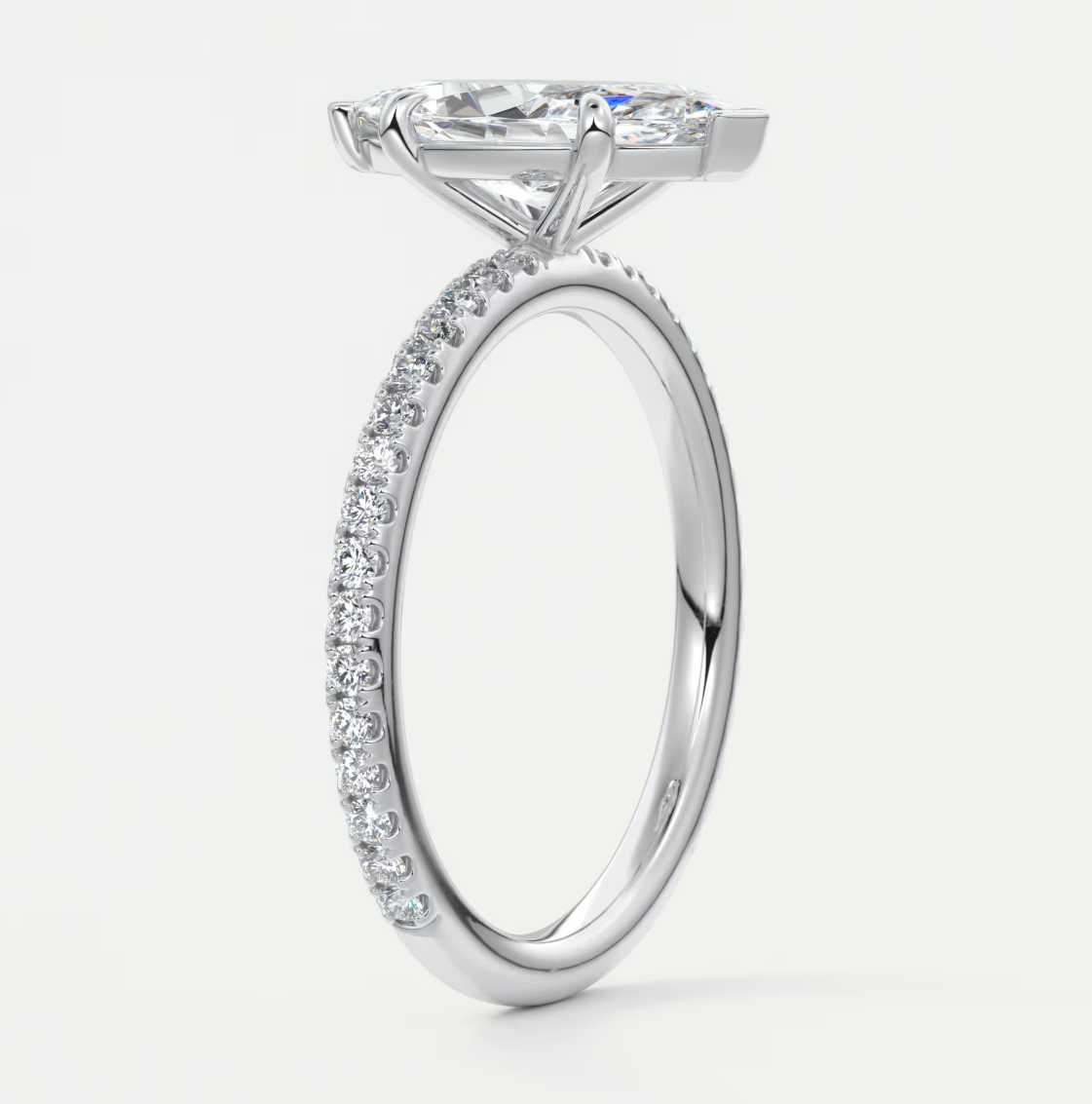 Custom made isolde marquise pavé solitaire engagement ring | diamond lab australia