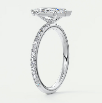 Custom made isolde marquise pavé solitaire engagement ring | diamond lab australia
