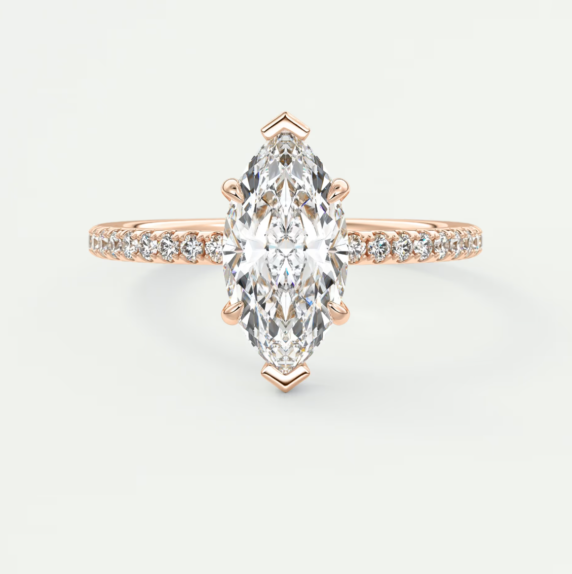Custom made isolde marquise pavé solitaire engagement ring | diamond lab australia