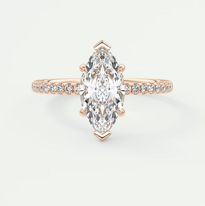 Custom made isolde marquise pavé solitaire engagement ring | diamond lab australia