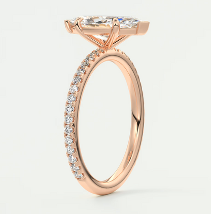 Custom made isolde marquise pavé solitaire engagement ring | diamond lab australia
