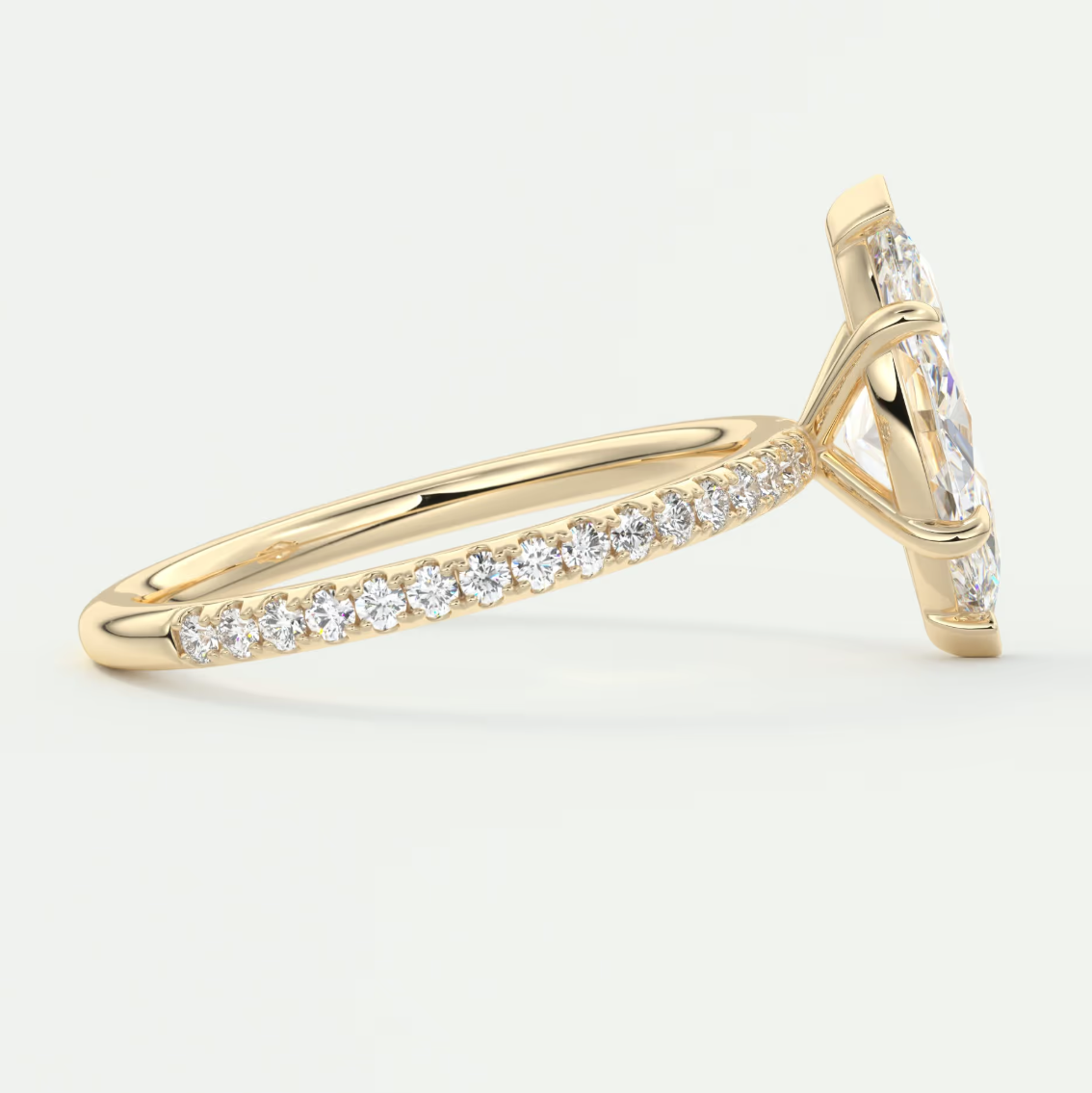 Custom made isolde marquise pavé solitaire engagement ring | diamond lab australia