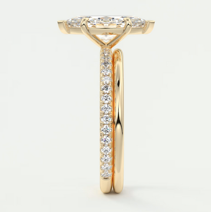 Custom made isolde marquise pavé solitaire engagement ring | diamond lab australia