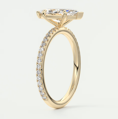 Custom made isolde marquise pavé solitaire engagement ring | diamond lab australia