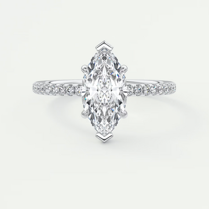 Custom made isolde marquise pavé solitaire engagement ring | diamond lab australia