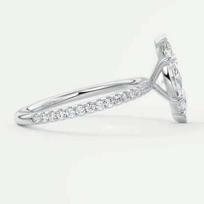 Custom made isolde marquise pavé solitaire engagement ring | diamond lab australia