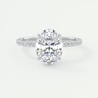 Custom made isolde oval pavé solitaire ring | lab-grown or moissanite | diamondlab