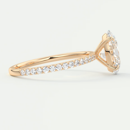 Custom made isolde oval pavé solitaire ring | lab-grown or moissanite | diamondlab