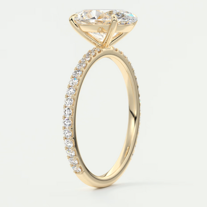 Custom made isolde oval pavé solitaire ring | lab-grown or moissanite | diamondlab
