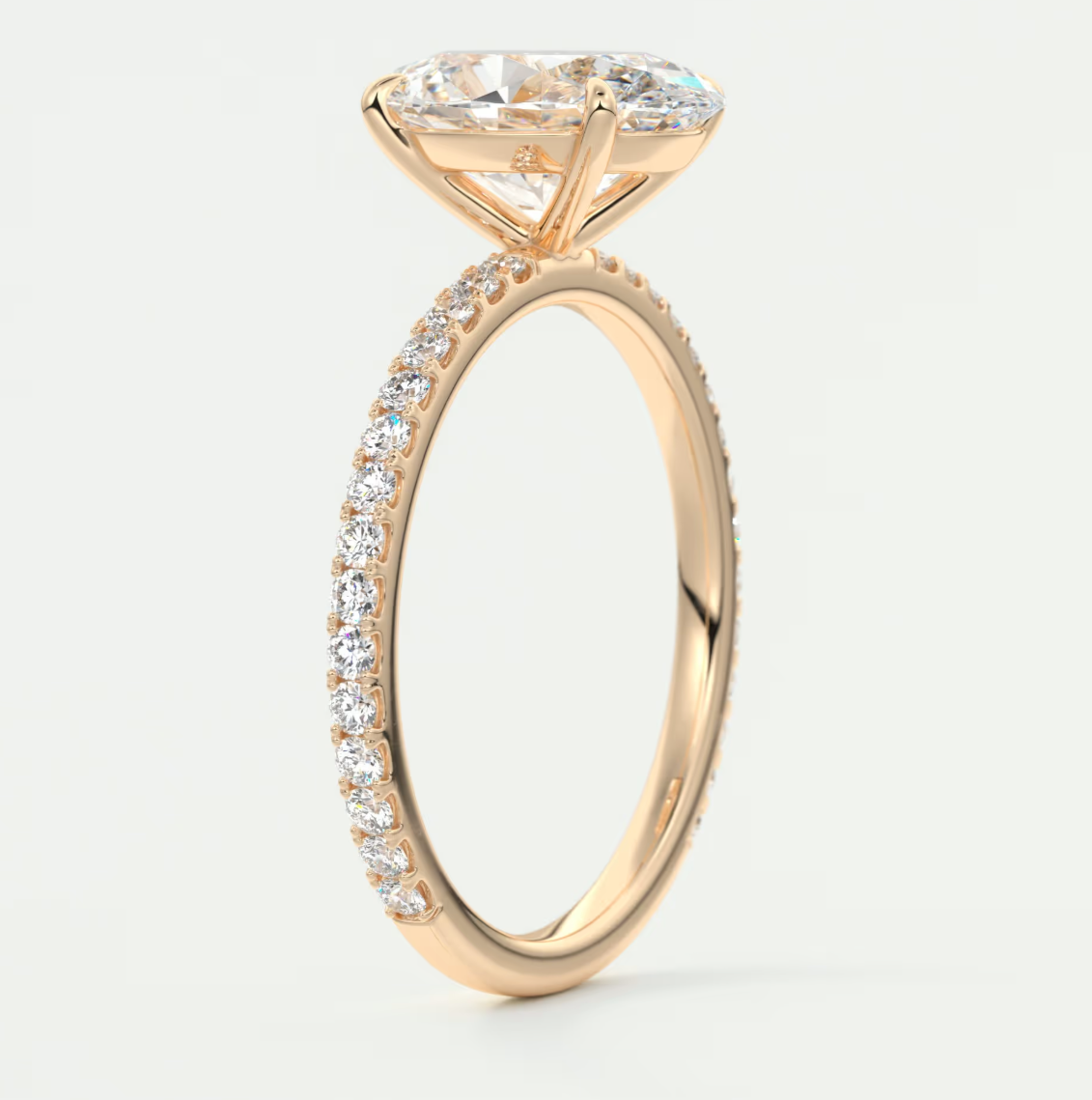 Custom made isolde oval pavé solitaire ring | lab-grown or moissanite | diamondlab