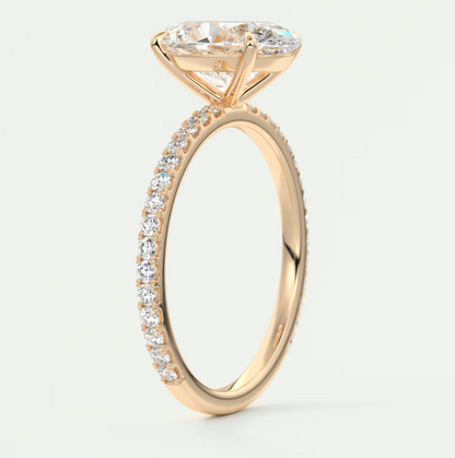 Custom made isolde oval pavé solitaire ring | lab-grown or moissanite | diamondlab