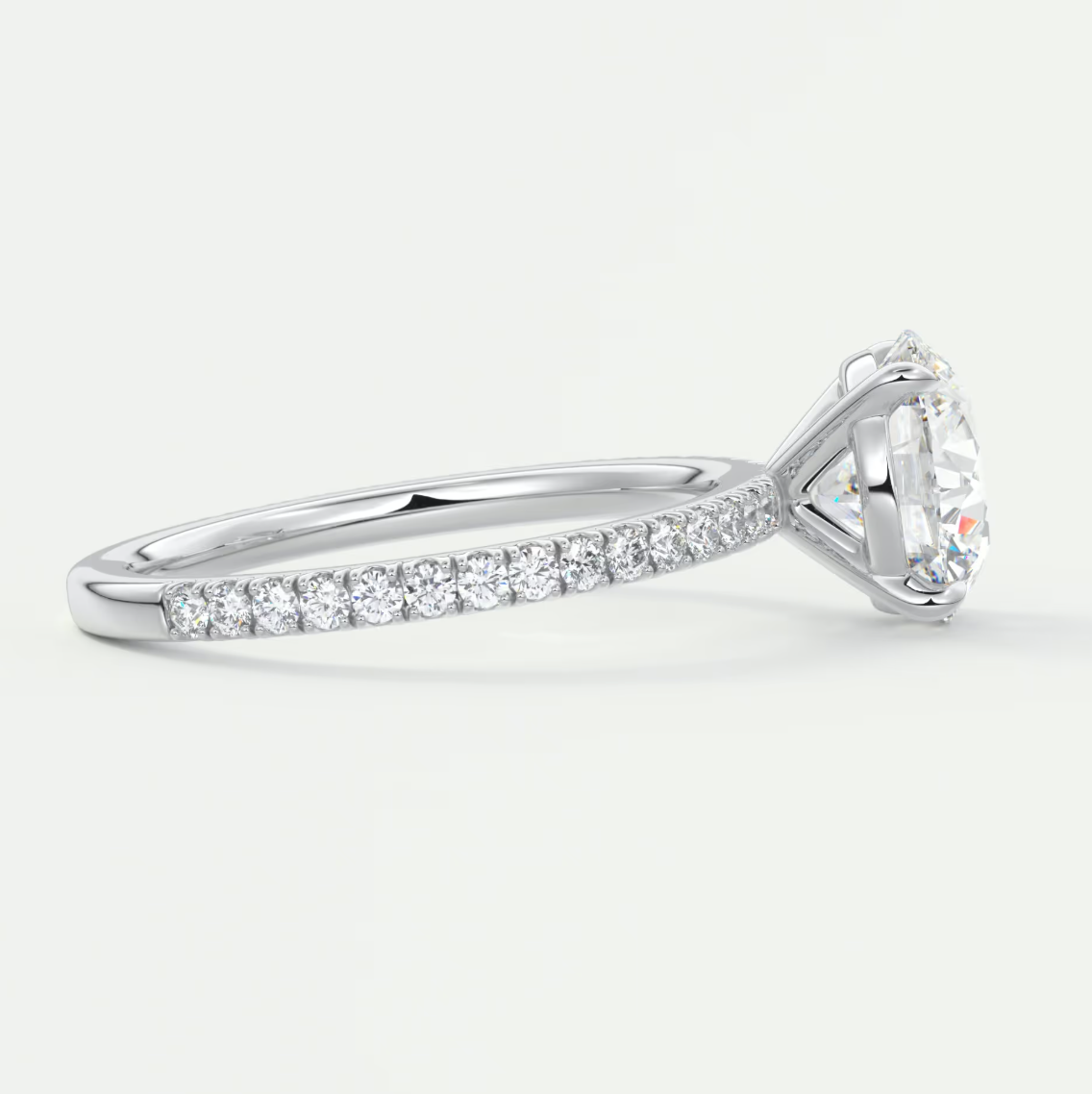 Custom made isolde pavé round brilliant solitaire ring | lab or moissanite