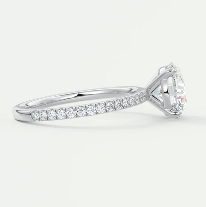 Custom made isolde pavé round brilliant solitaire ring | lab or moissanite