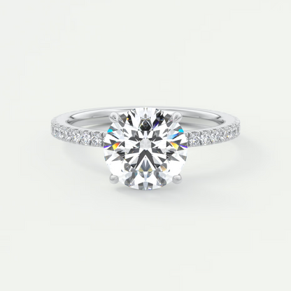 Custom made isolde pavé round brilliant solitaire ring | lab or moissanite