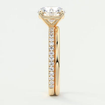 Custom made isolde pavé round brilliant solitaire ring | lab or moissanite