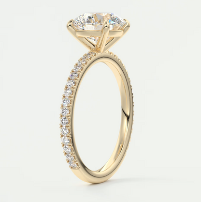 Custom made isolde pavé round brilliant solitaire ring | lab or moissanite
