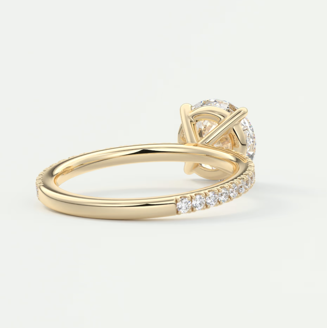 Custom made isolde pavé round brilliant solitaire ring | lab or moissanite