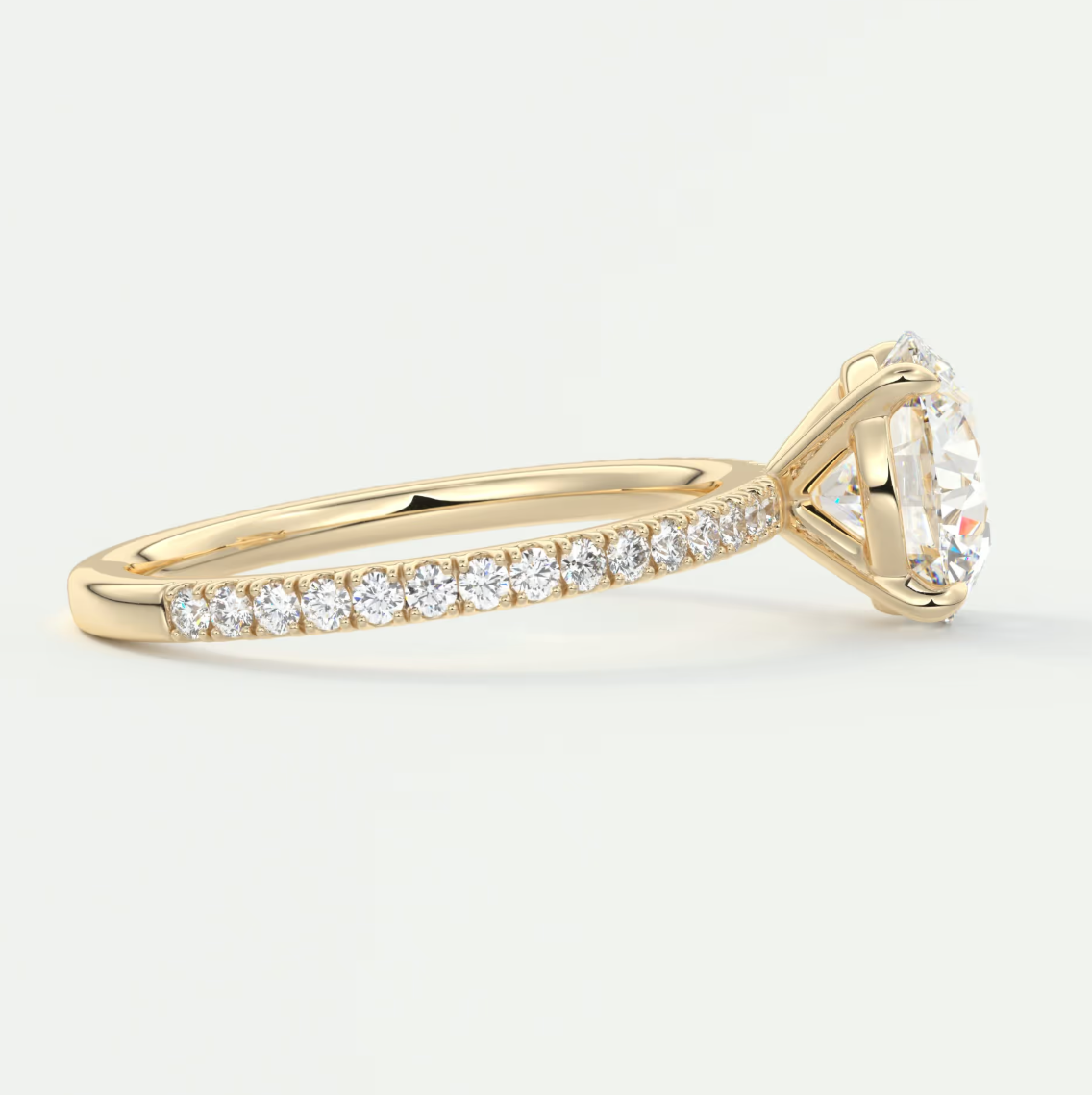 Custom made isolde pavé round brilliant solitaire ring | lab or moissanite