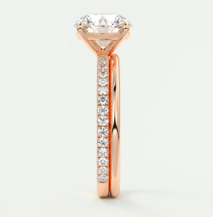 Custom made isolde pavé round brilliant solitaire ring | lab or moissanite