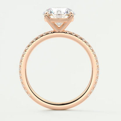 Custom made isolde pavé round brilliant solitaire ring | lab or moissanite