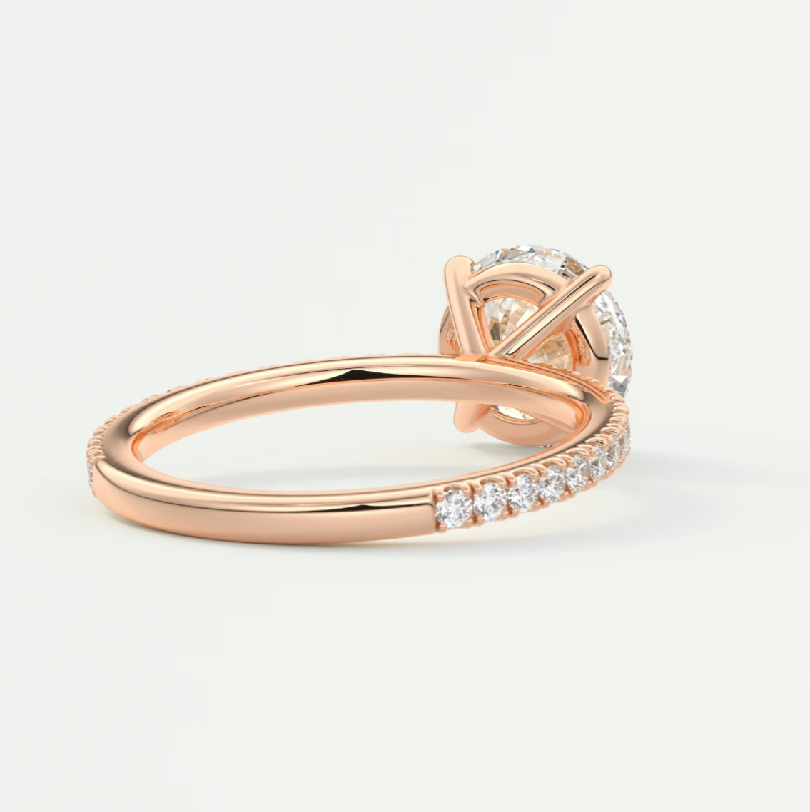 Custom made isolde pavé round brilliant solitaire ring | lab or moissanite
