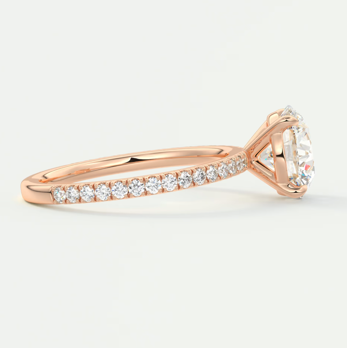 Custom made isolde pavé round brilliant solitaire ring | lab or moissanite