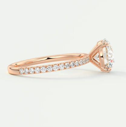 Custom made isolde pavé round brilliant solitaire ring | lab or moissanite