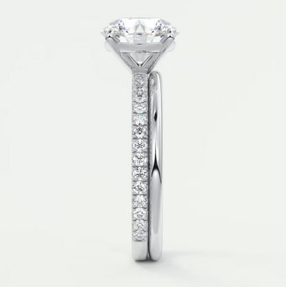 Custom made isolde pavé round brilliant solitaire ring | lab or moissanite