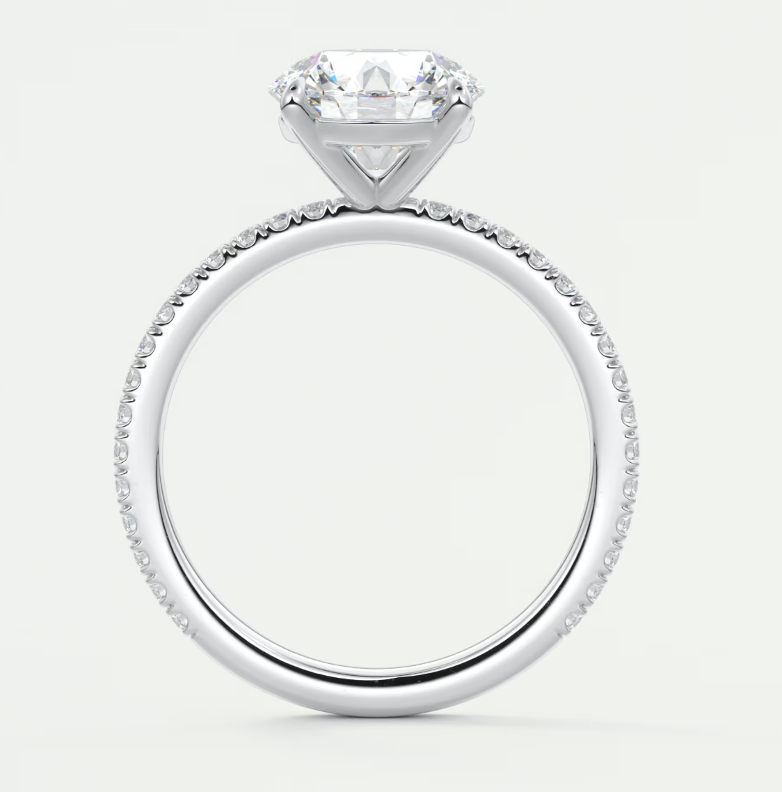 Custom made isolde pavé round brilliant solitaire ring | lab or moissanite