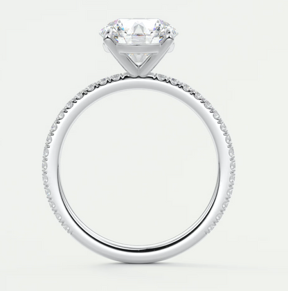 Custom made isolde pavé round brilliant solitaire ring | lab or moissanite