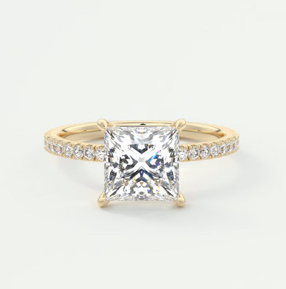 Custom made isolde princess pavé solitaire ring | lab-grown diamond or moissanite