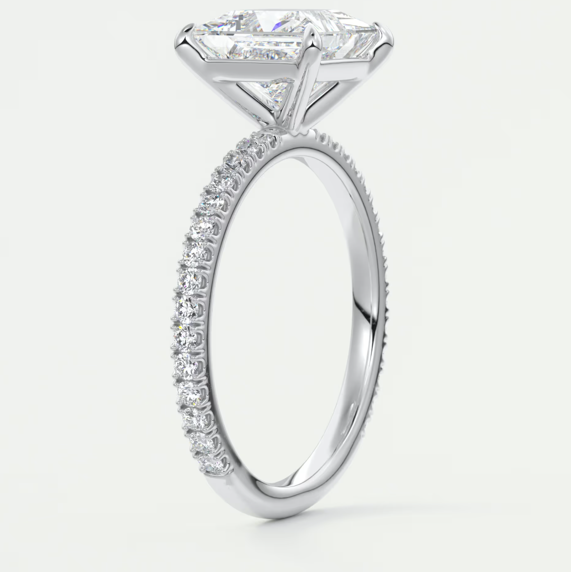 Custom made isolde princess pavé solitaire ring | lab-grown diamond or moissanite