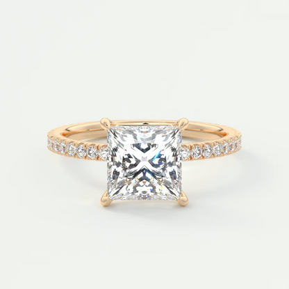 Custom made isolde princess pavé solitaire ring | lab-grown diamond or moissanite
