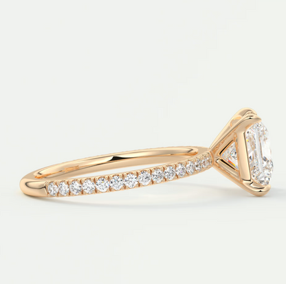 Custom made isolde princess pavé solitaire ring | lab-grown diamond or moissanite