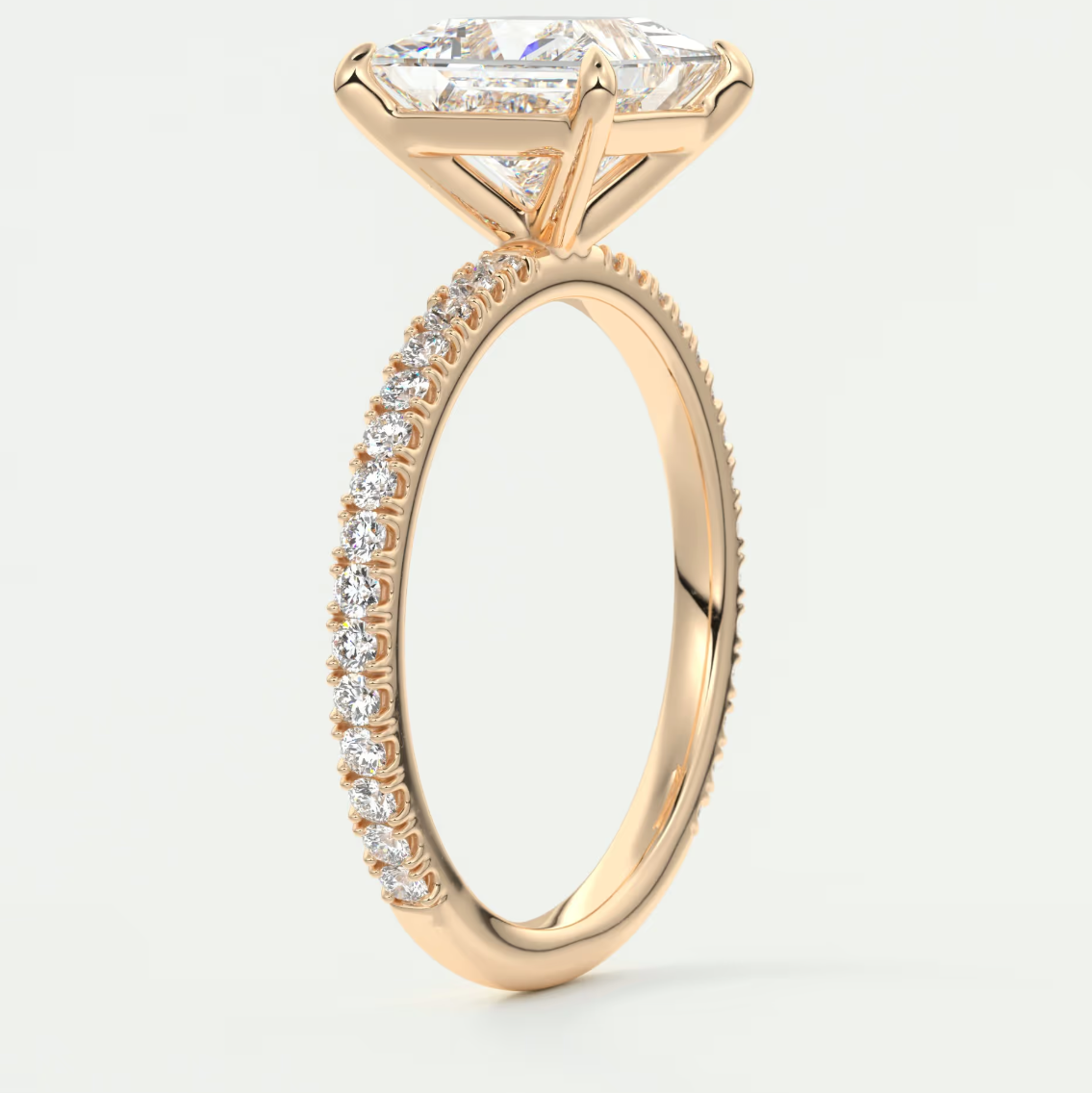 Custom made isolde princess pavé solitaire ring | lab-grown diamond or moissanite