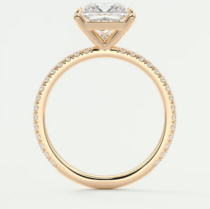 Custom made isolde princess pavé solitaire ring | lab-grown diamond or moissanite