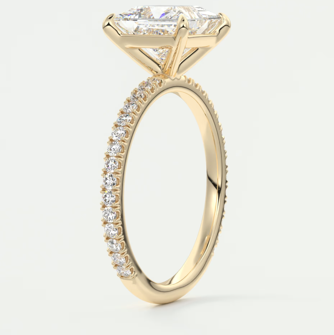 Custom made isolde princess pavé solitaire ring | lab-grown diamond or moissanite
