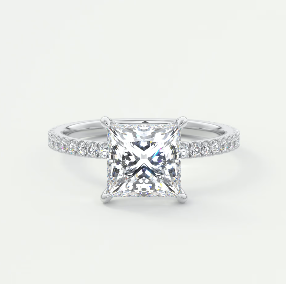 Custom made isolde princess pavé solitaire ring | lab-grown diamond or moissanite