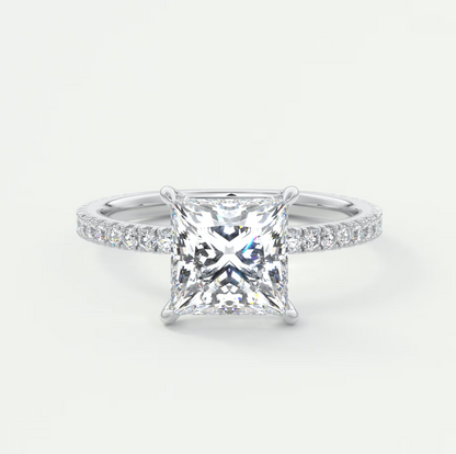 Custom made isolde princess pavé solitaire ring | lab-grown diamond or moissanite