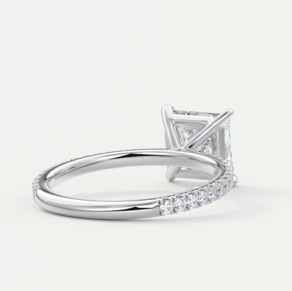 Custom made isolde princess pavé solitaire ring | lab-grown diamond or moissanite